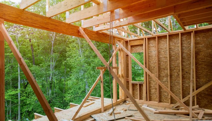 Framing beam of new house under construction home beam construction